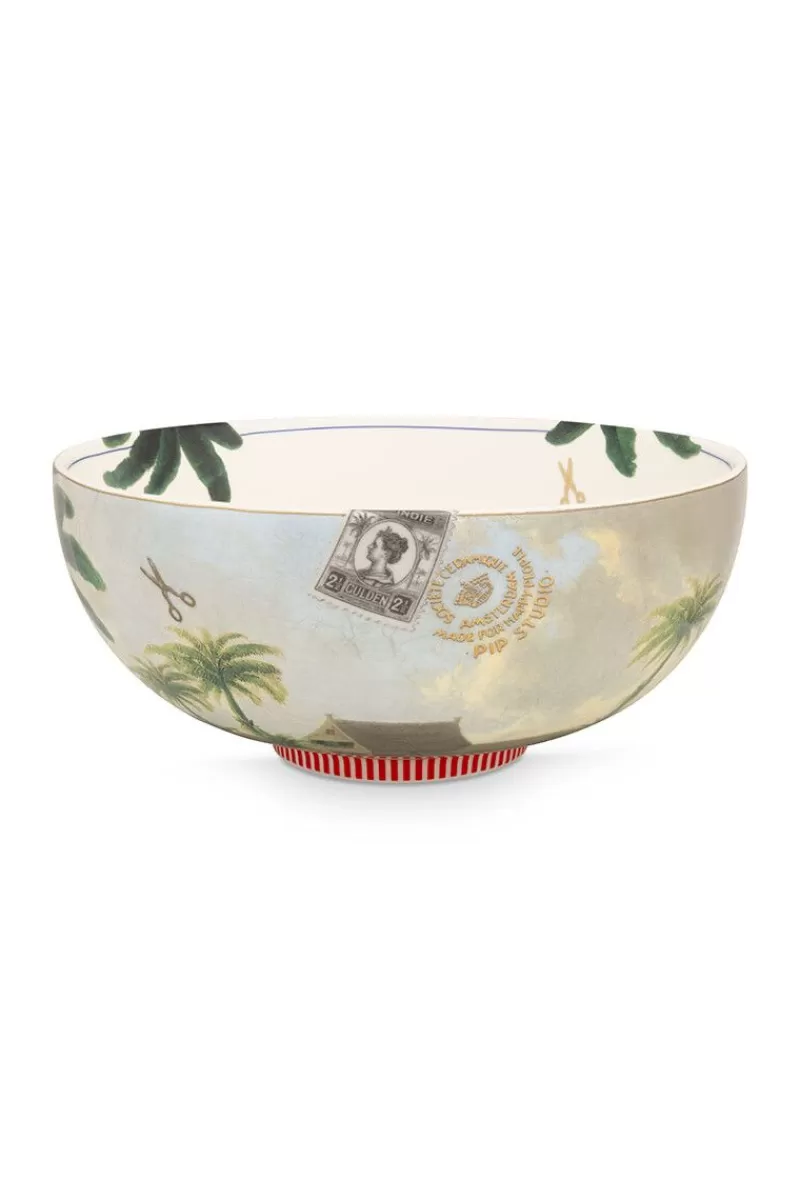 Store Pip Studio Heritage Kom Palm Groen 23 Cm