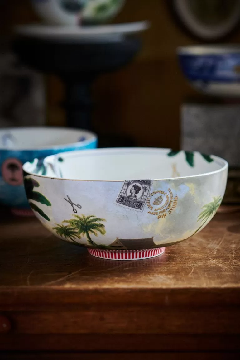 Saladeschalen-Pip Studio Heritage Kom Palm Groen 23 Cm